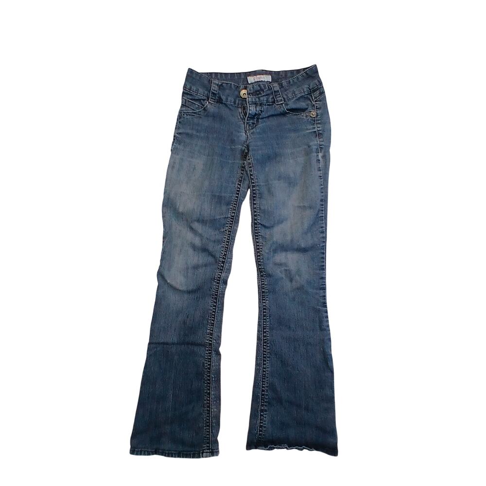 Candies Womens Size 1 Flare Jeans Blue Low Rise Stretch Bell Bottom Y2K